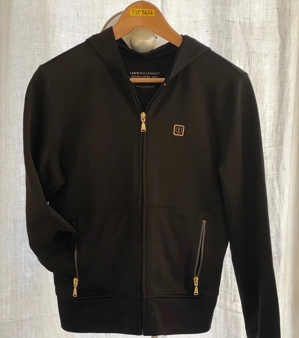 Izod Woman’s Medium Black Full Zip Hoodie Sweater Size Medium